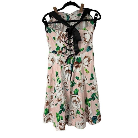 Dressystar Pink Ink Flower Retro Cocktail Rockabilly Pin Up Dress - Picture 2 of 7